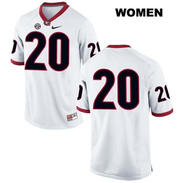 Georgia Bulldogs Women's J.R. Reed #20 NCAA No Name Authentic White Nike Stitched College Football Jersey BOO6856JK